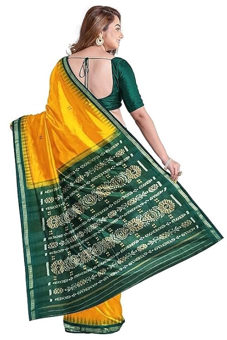 Odisha Sambalpuri Handloom Ikat Women Cotton Saree, Odisha Handloom Handmade Pure Cotton Khandua Saree, Ikkat Orissa Traditional Handloom Saree Without Blouse 122 - Saree by Utkal Handlooms