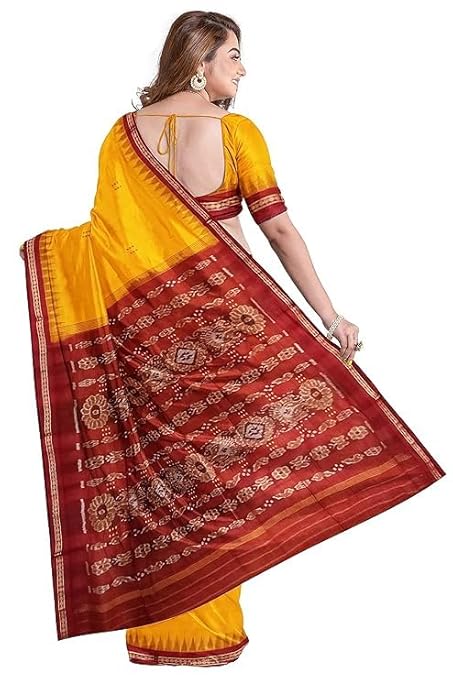 Odisha Sambalpuri Handloom Ikat Women Cotton Saree, Odisha Handloom Handmade Pure Cotton Khandua Saree, Ikkat Orissa Traditional Handloom Saree Without Blouse 122 - Saree by Utkal Handlooms