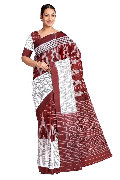 Odisha Sambalpuri Handloom Ikat Women Cotton Saree, Odisha Handloom Handmade Pure Cotton Khandua Saree, Ikkat Orissa Traditional Handloom Saree Without Blouse 133 - Saree by Utkal Handlooms