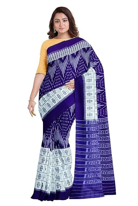 Odisha Sambalpuri Handloom Ikat Women Cotton Saree, Odisha Handloom Handmade Pure Cotton Khandua Saree, Ikkat Orissa Traditional Handloom Saree Without Blouse 133 - Saree by Utkal Handlooms