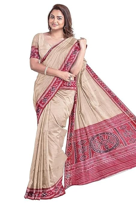 Odisha Sambalpuri Handloom Ikat Women Cotton Saree, Odisha Handloom Handmade Pure Cotton Khandua Saree, Ikkat Orissa Traditional Handloom Saree Without Blouse 155 - Saree by Utkal Handlooms