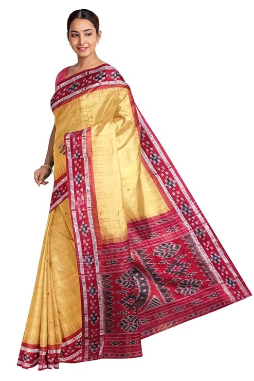 Odisha Sambalpuri Handloom Ikat Women Cotton Saree, Odisha Handloom Handmade Pure Cotton Khandua Saree, Ikkat Orissa Traditional Handloom Saree Without Blouse 166 - Saree by Utkal Handlooms