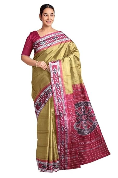 Odisha Sambalpuri Handloom Ikat Women Cotton Saree, Odisha Handloom Handmade Pure Cotton Khandua Saree, Ikkat Orissa Traditional Handloom Saree Without Blouse 177 - Saree by Utkal Handlooms