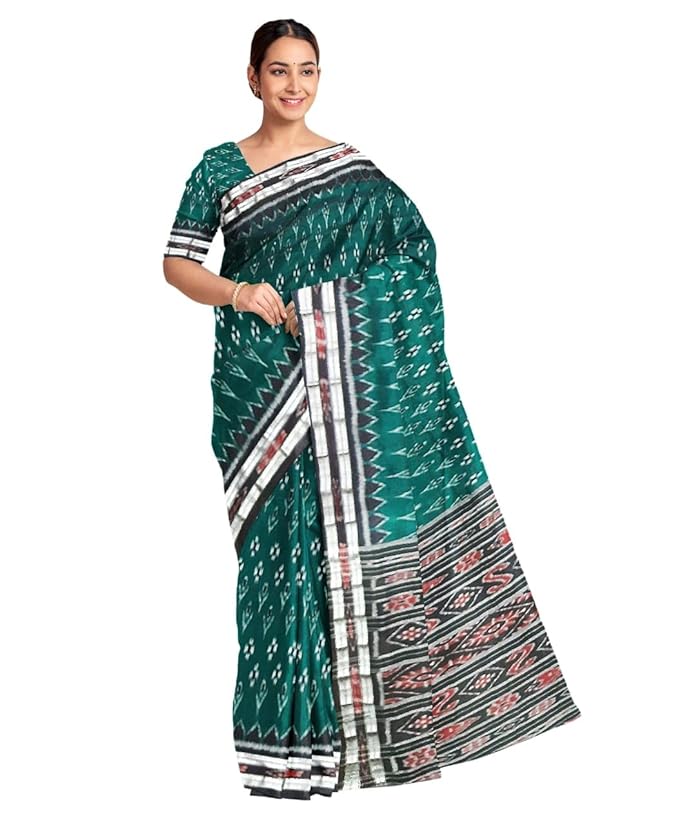 Odisha Sambalpuri Handloom Ikat Women Cotton Saree, Odisha Handloom Handmade Pure Cotton Khandua Saree, Ikkat Orissa Traditional Handloom Saree Without Blouse 188 - Saree by Utkal Handlooms