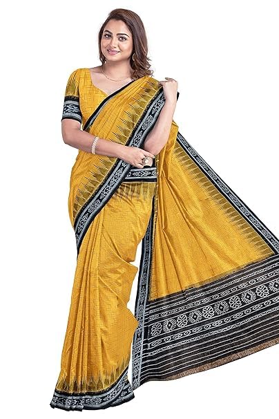 Odisha Sambalpuri Handloom Ikat Women Cotton Saree, Odisha Handloom Handmade Pure Cotton Khandua Saree, Ikkat Orissa Traditional Handloom Saree Without Blouse 210 - Saree by Utkal Handlooms